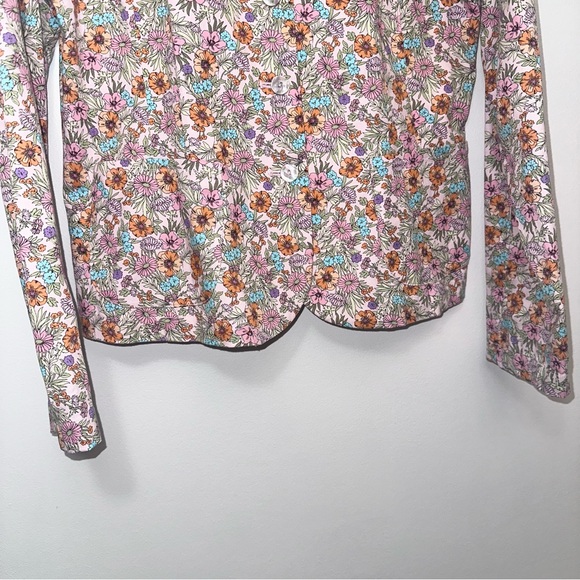 Villager Liz Claiborne Floral Cotton Blazer Jacket Size 14 Spring Garden - Picture 4 of 16